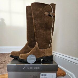 La CANADIENNE Brown Suede Wateeproof Hopper Shearling Winter Boots Size 6.5